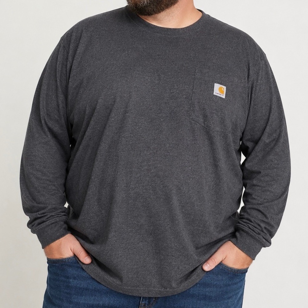 Carhartt 5XL Original Fit Pocket Long Sleeve T Shirt Gray Heavyweight Workwear